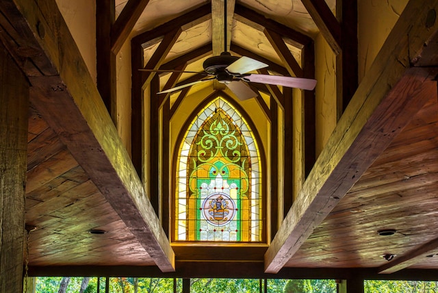 exterior details with wood ceiling and beam ceiling