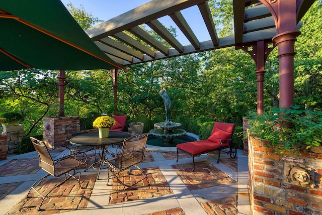 view of patio with a pergola