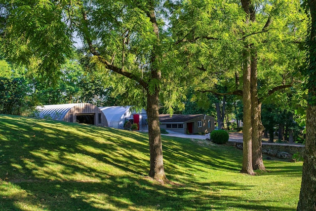 view of yard with an outdoor structure