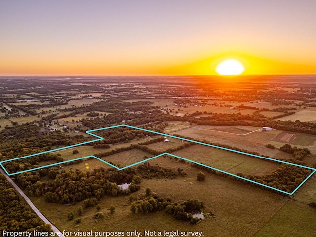 view of aerial view at dusk