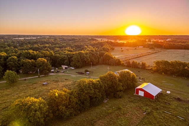 view of aerial view at dusk