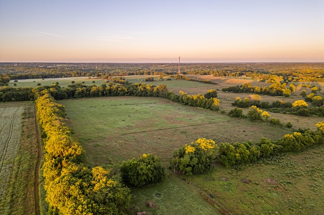 aerial view at dusk with a rural view