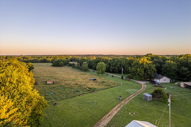 view of aerial view at dusk