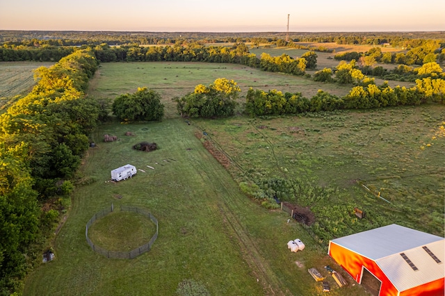 aerial view at dusk with a rural view