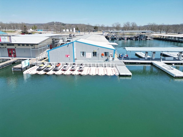 view of dock featuring a water view