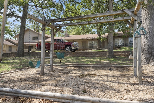 view of yard with a carport