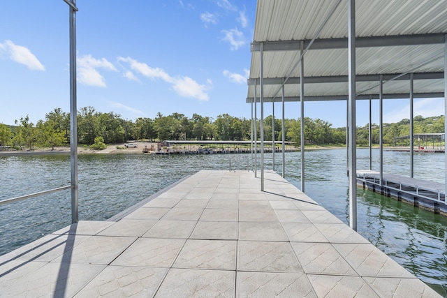 view of dock featuring a water view