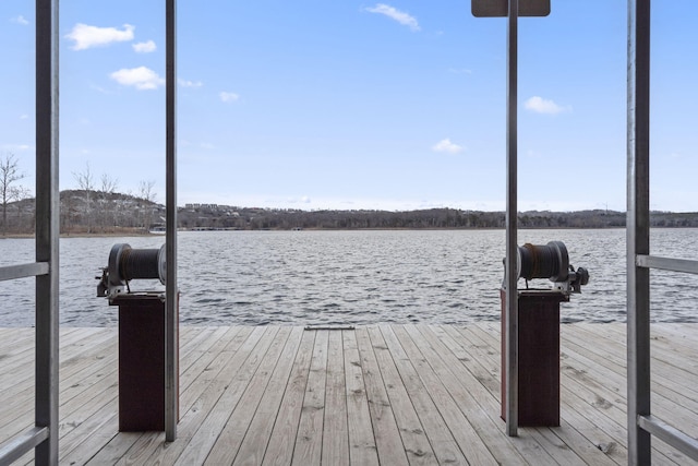 dock area featuring a water view