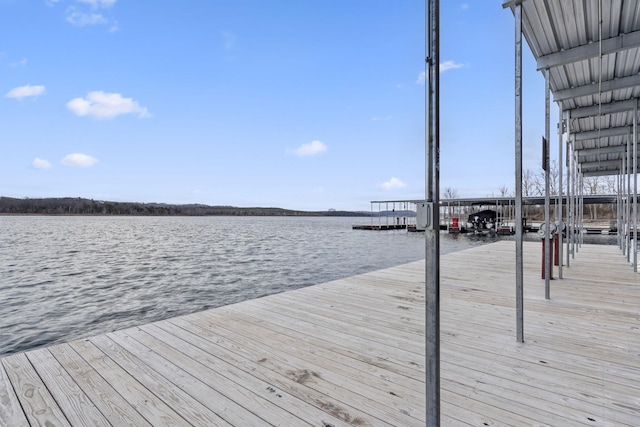 dock area featuring a water view