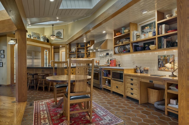 interior space with lofted ceiling and wood ceiling