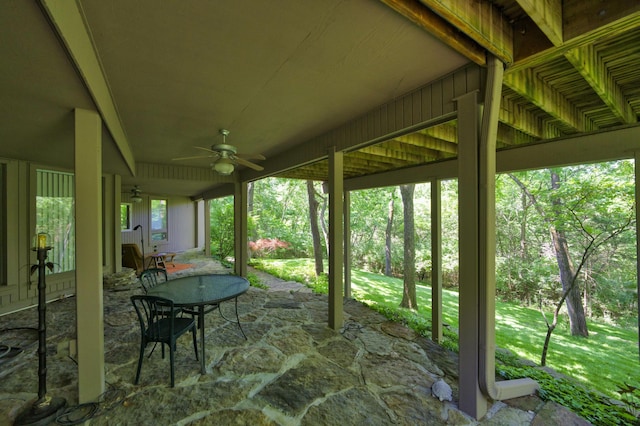 view of patio / terrace featuring ceiling fan