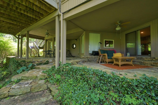 view of patio / terrace featuring ceiling fan