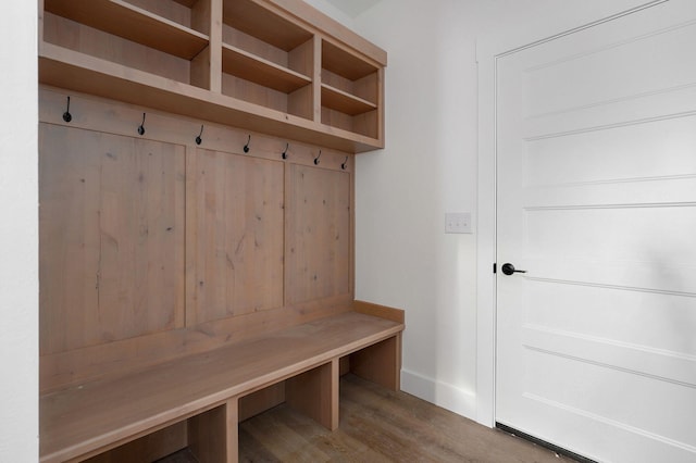 mudroom with hardwood / wood-style floors