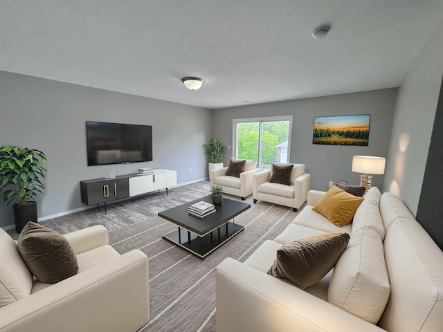 living room with wood-type flooring