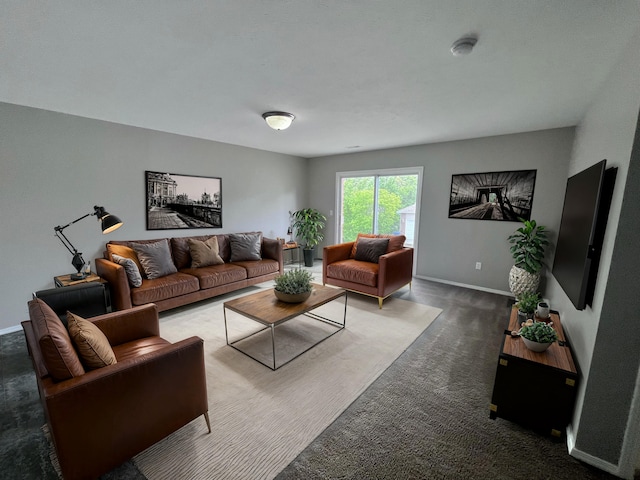 living room with carpet floors