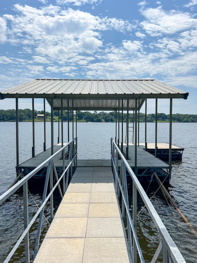 view of dock featuring a water view