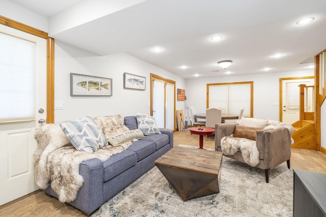 living room featuring light hardwood / wood-style flooring