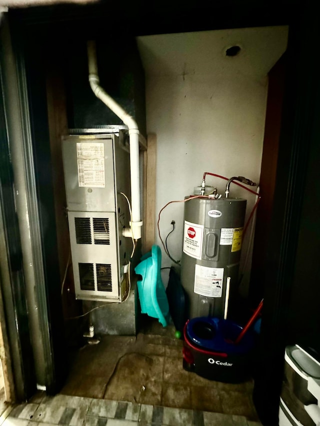 utilities with water heater and heating unit