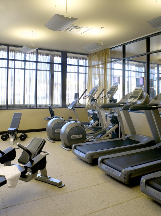 workout area with a healthy amount of sunlight