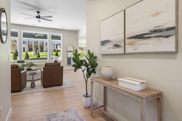 interior space with light hardwood / wood-style flooring