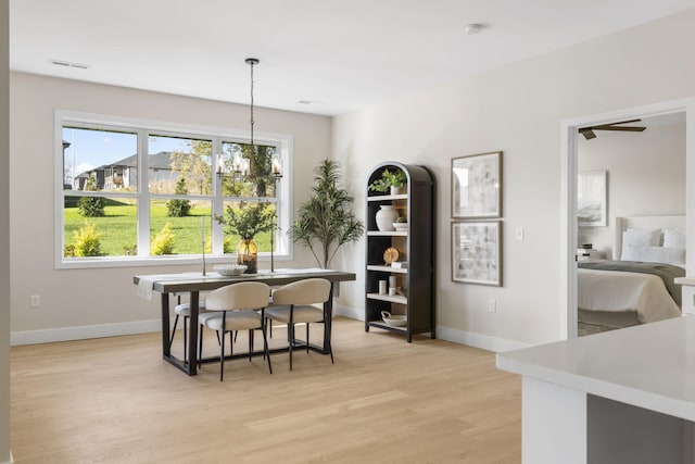 dining space with light hardwood / wood-style flooring