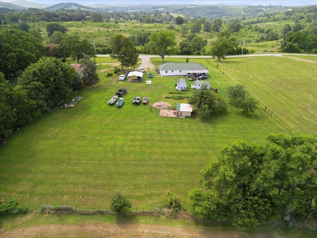 aerial view featuring a rural view