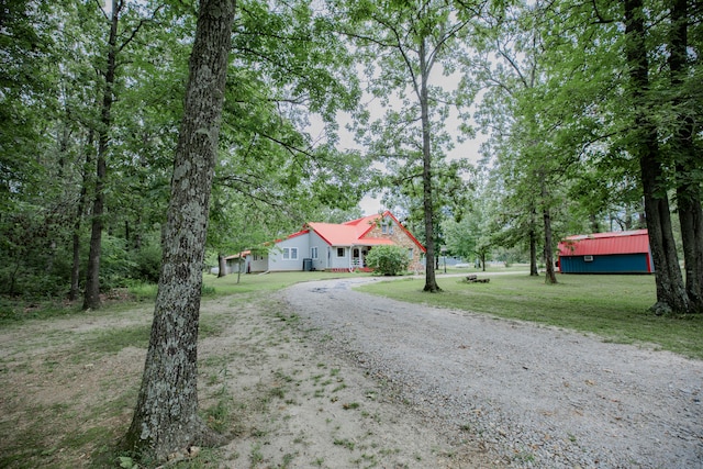 view of front of property with a front lawn