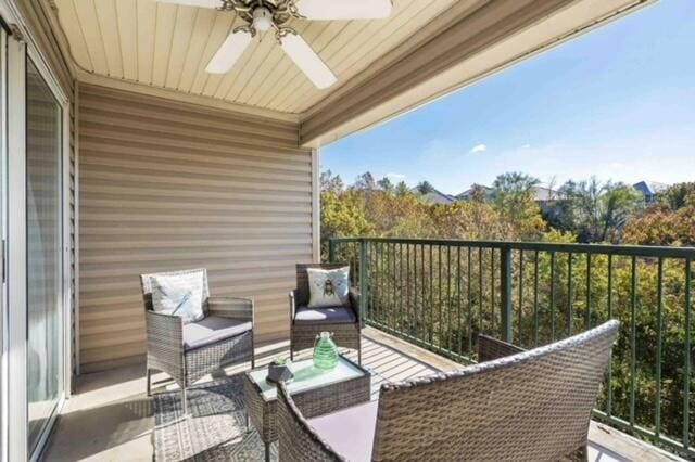 balcony with ceiling fan