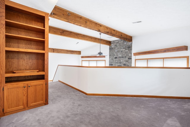 127 Kachina Trl, Branson West, MO 65737 - unfurnished room featuring carpet floors, baseboards, beam ceiling, and ceiling fan