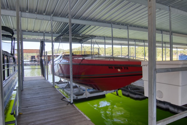 view of dock featuring a water view