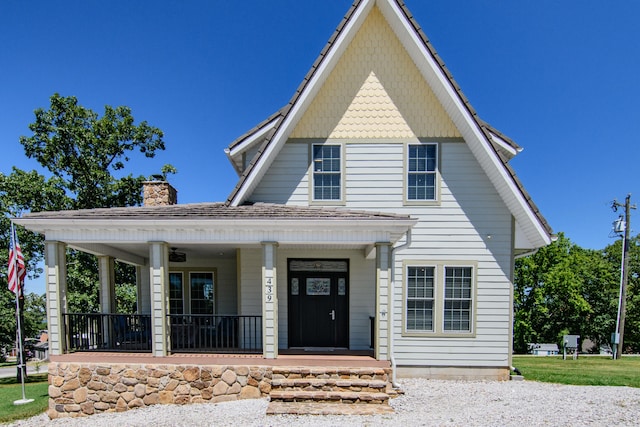 view of front of property with covered porch