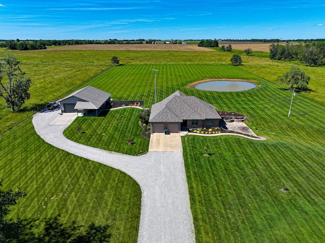 drone / aerial view with a rural view