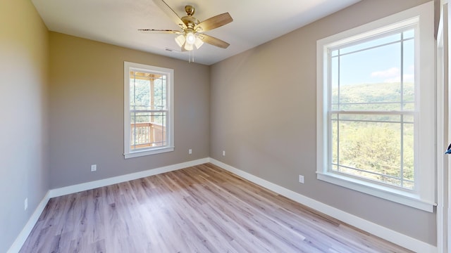 500 Timber Wolf Rd, Hollister, MO 65672 - spare room with ceiling fan, baseboards, and light wood-type flooring