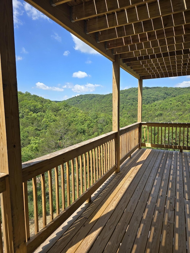 500 Timber Wolf Rd, Hollister, MO 65672 - wooden terrace with a view of trees