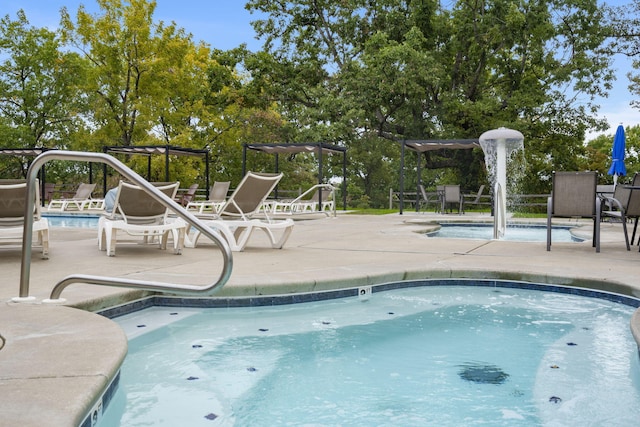 view of pool featuring a patio area