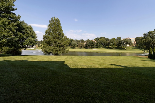 view of yard with a water view