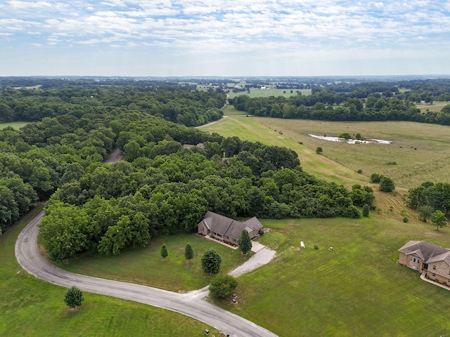 bird's eye view featuring a rural view