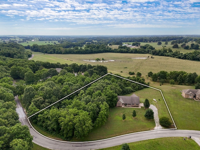 bird's eye view featuring a rural view