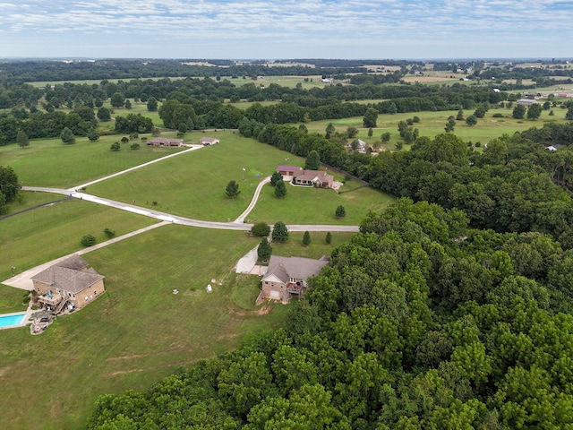 aerial view featuring a rural view