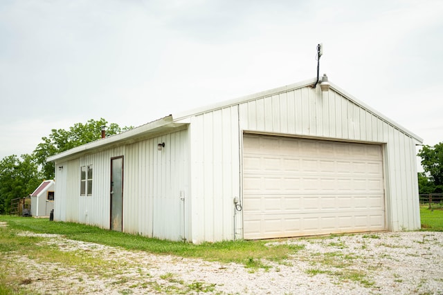 garage with wooden walls