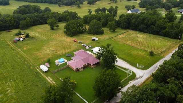 aerial view with a rural view