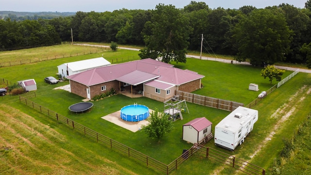 aerial view featuring a rural view