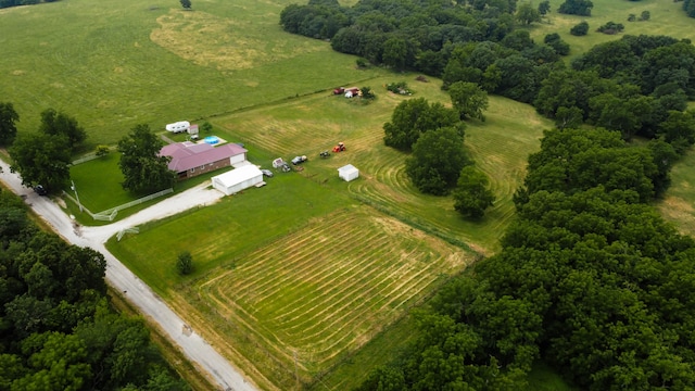 aerial view featuring a rural view