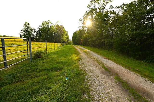 view of road featuring a rural view