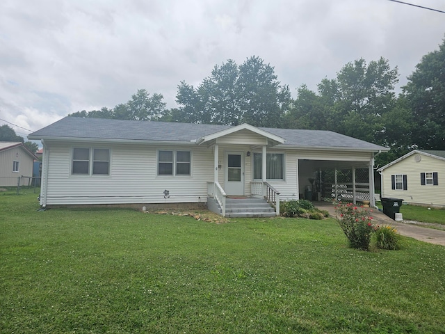 view of front of home featuring a porch and a front lawn