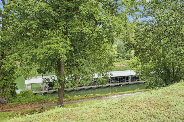 view of yard with a water view