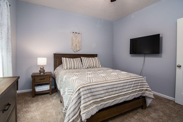 bedroom with carpet floors and ceiling fan