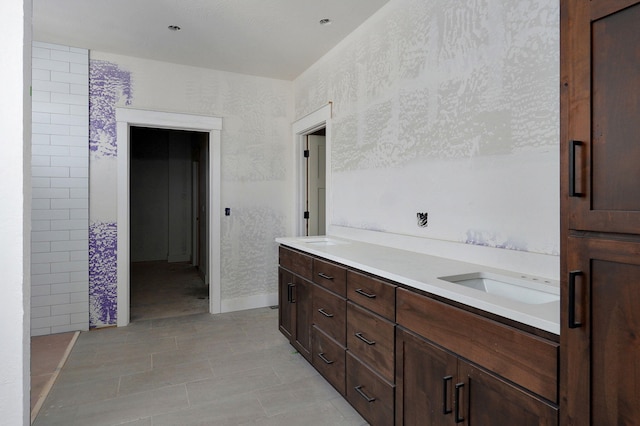 bathroom featuring vanity and tile patterned flooring