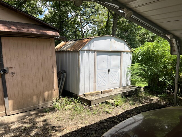 view of shed