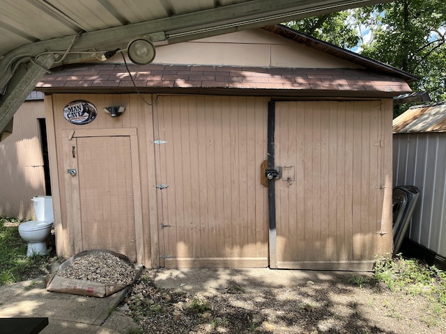 view of shed